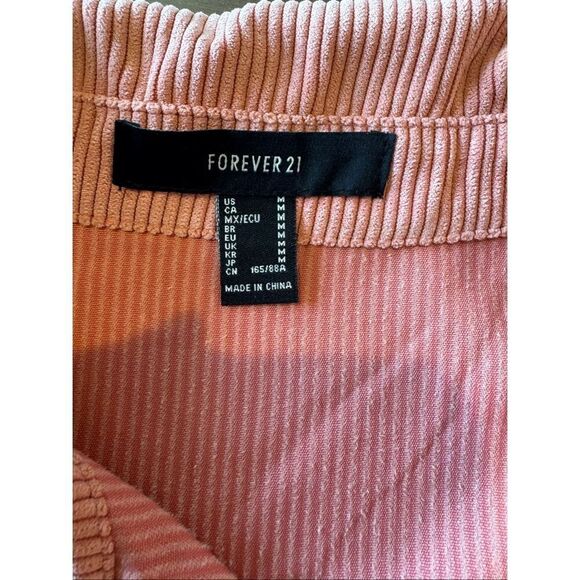 Forever 21 Pink Corduroy Button Front Shacket Jacket Medium - Picture 6 of 6